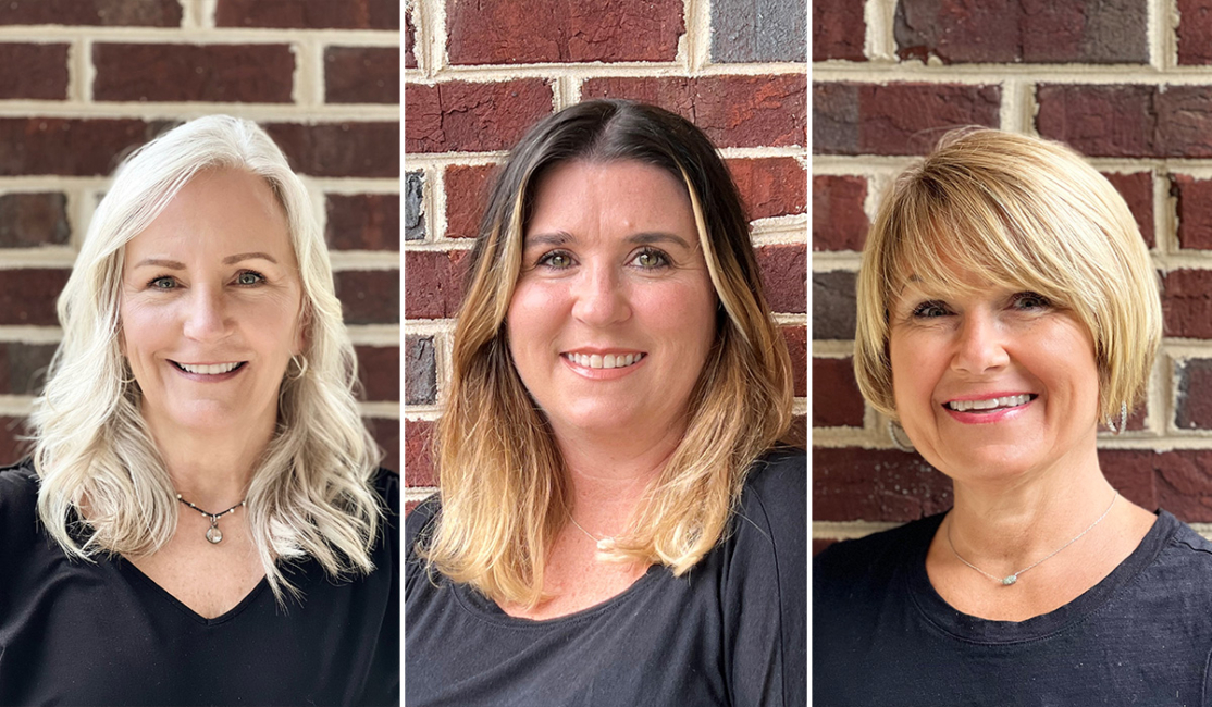 Jordan Orthodontics clinical team members portraits, 3 smiling women